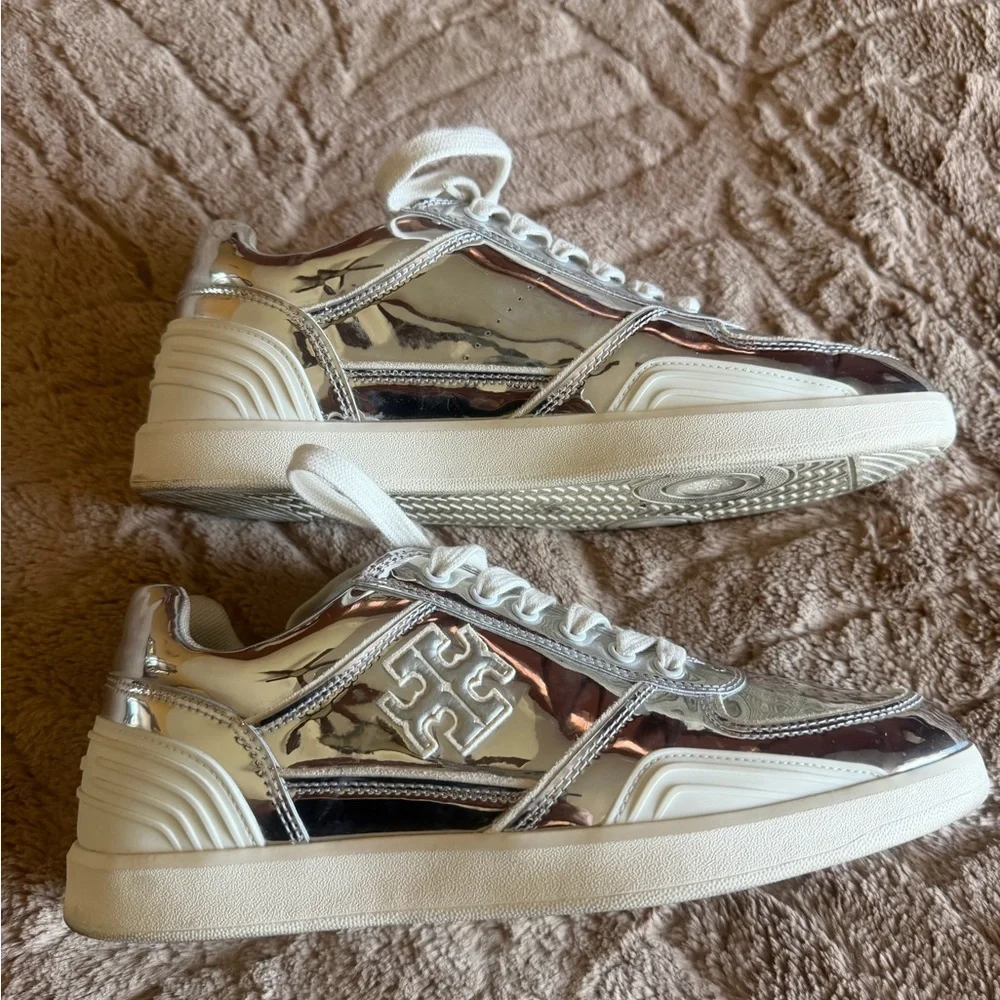 Tory Burch Silver Low-Top Sneakers